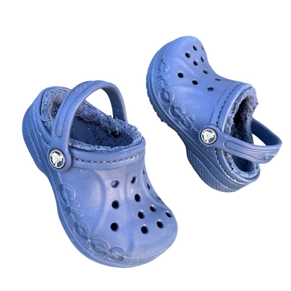 Crocs Kids Baya Lined Fuzzy Clogs Toddler Boy Size 8 Blue Sandals